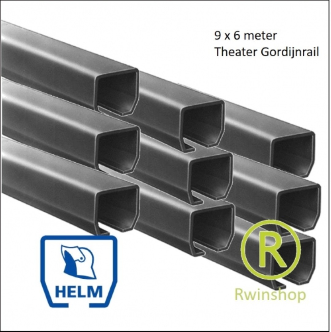 Theatergordijnrails 9 stuks lengte van 6 meter
