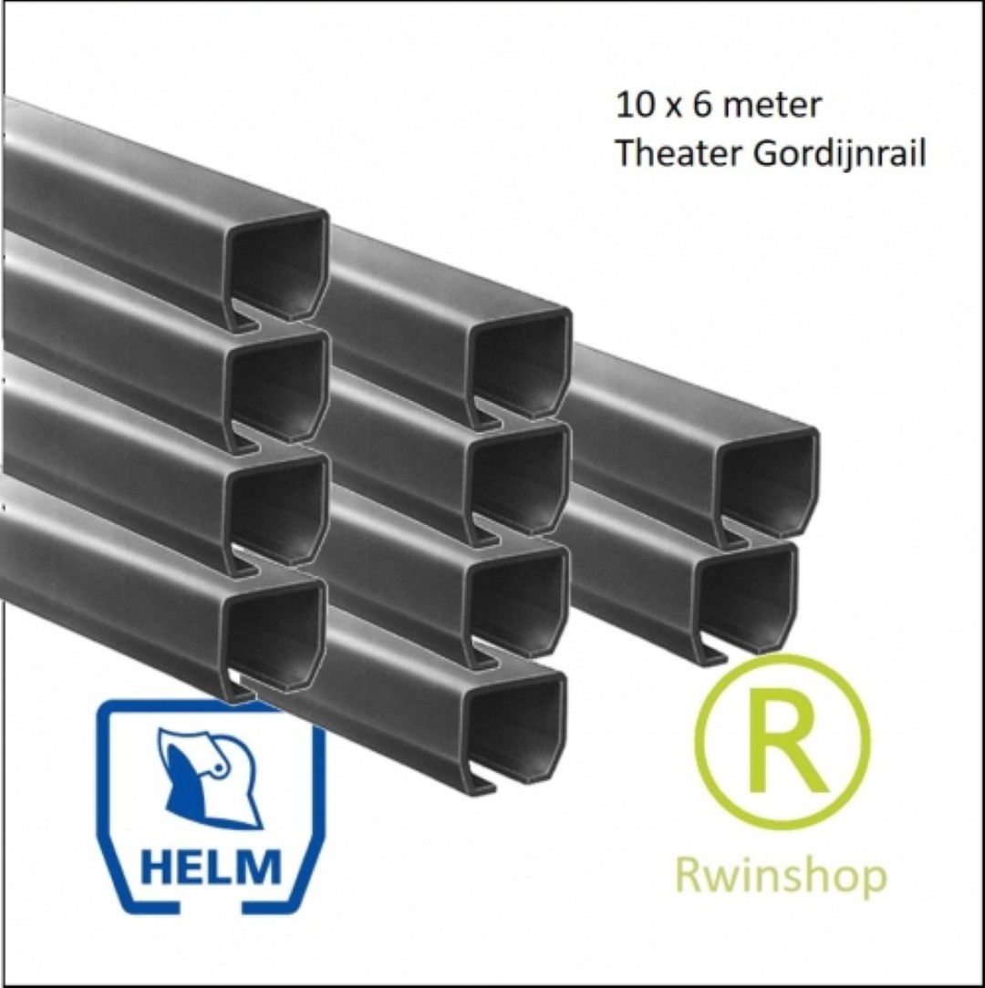 Theatergordijnrails 9 stuks van 6 meter verzinkt helm 100
