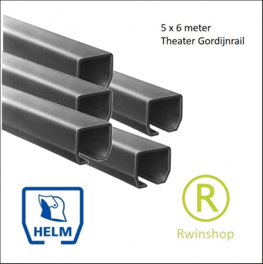 Theatergordijnrails 5 stuks lengte van 6 meter verzinkt