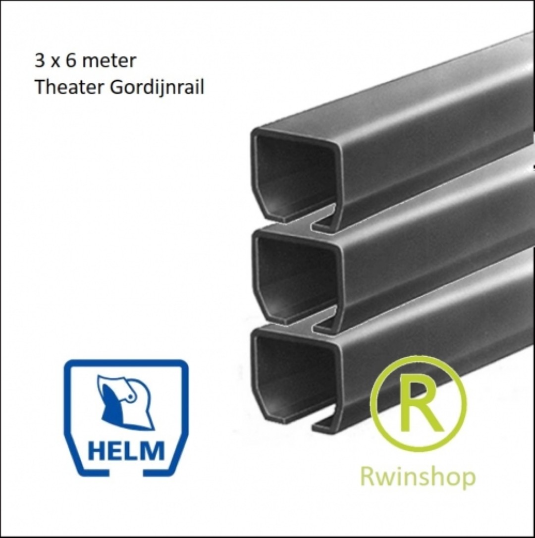 Theatergordijnrails 3 stuks lengte van 6 meter verzinkt