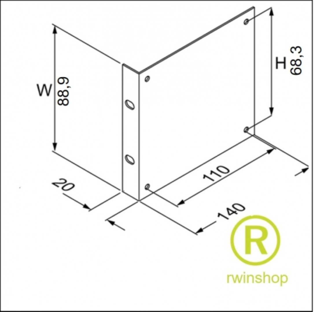 Montageplaat 2 He per paar- 19inch oren - aanpassen apparatuur 19inch R1206/2U