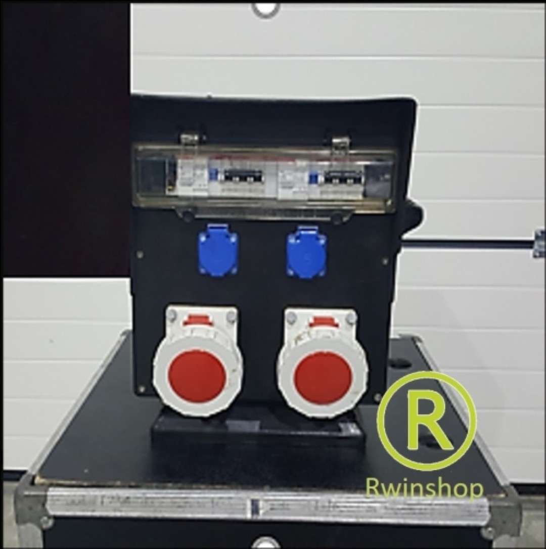 Krachtstroomverdeler huren 125 ampere 2x63amp uit 2x32amp uit krachten 6x 230uit