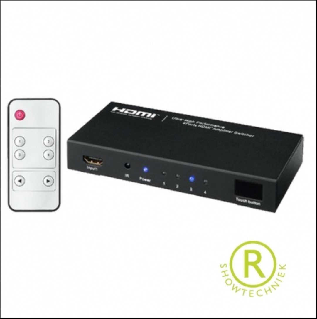 HDMI 4in 1 uit - HDMS 4012 4-way HDMI Switcher Remote