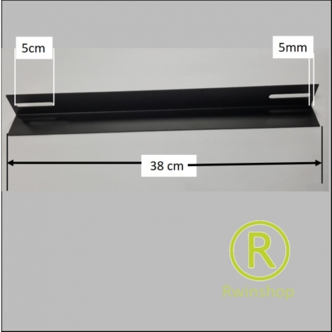 Versterker steun 38 cm met ovale gaten staal zwart