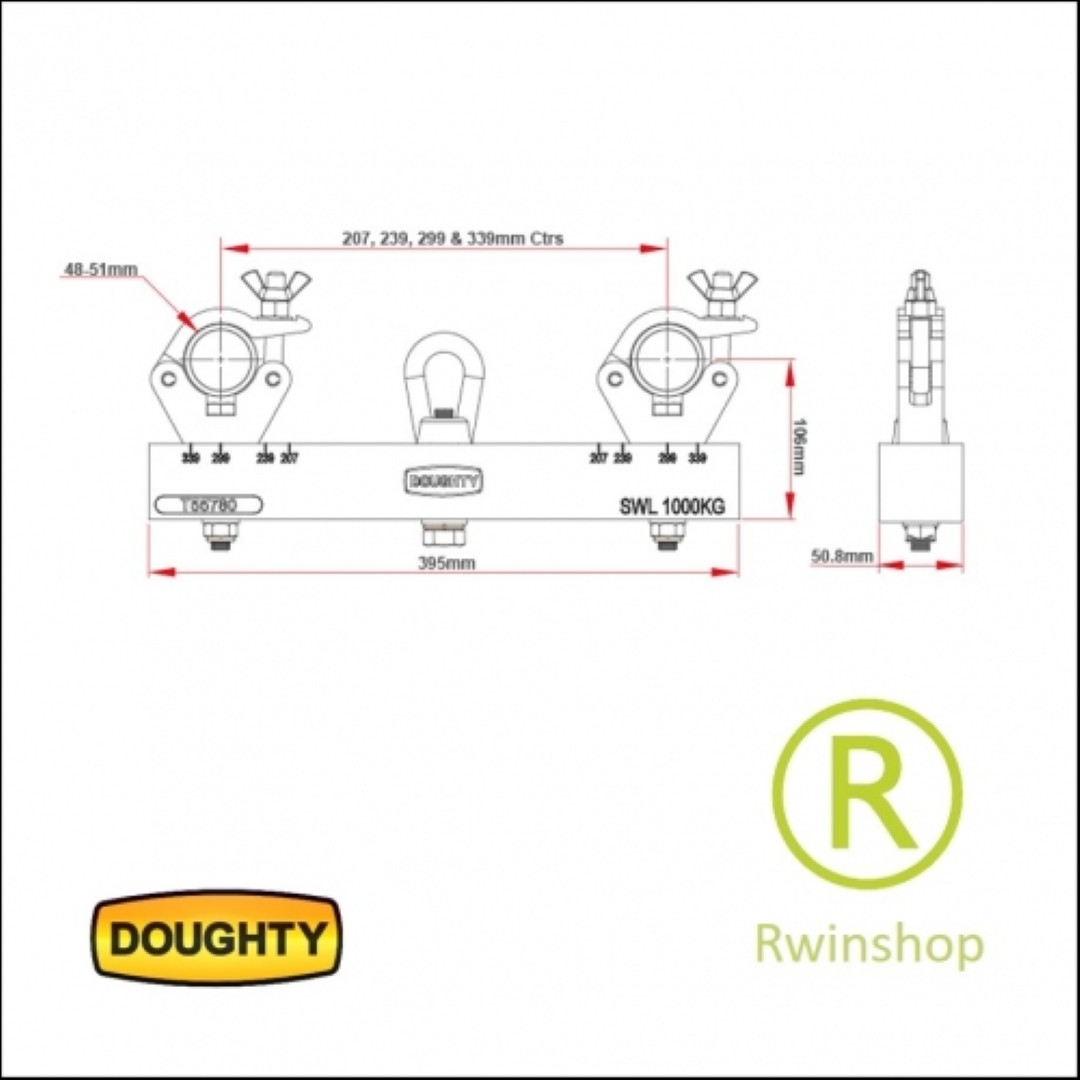 T55780 Truss Adapter tot 1.000 kilo compleet zwart