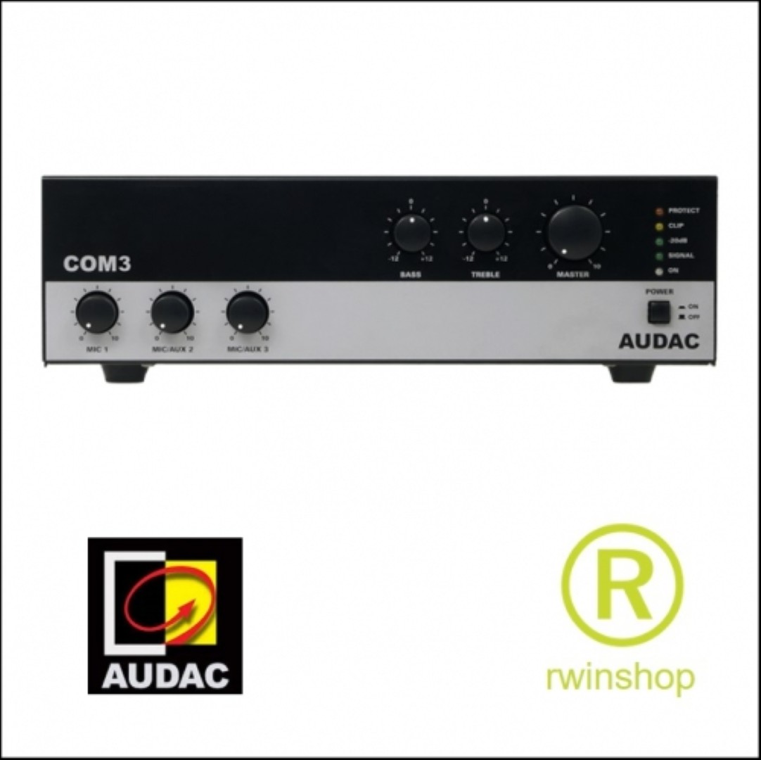 Com 3 mengversterker 30watt 100 volt en 4ohm 3 ingangen + Tele paging