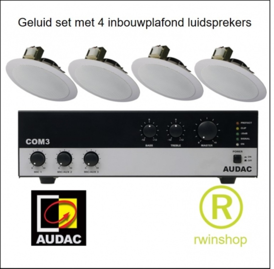 Com 3 mengversterker 30watt 100 volt en 4ohm 3 ingangen + Tele paging