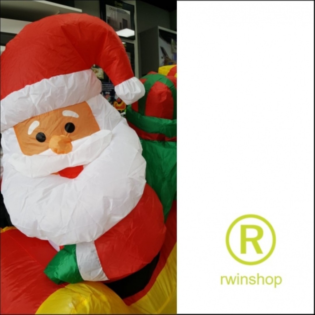 Kerstman en Arrenslee opblaasmodel 180 x 120 cm hoog compleet geleverd - arreslee