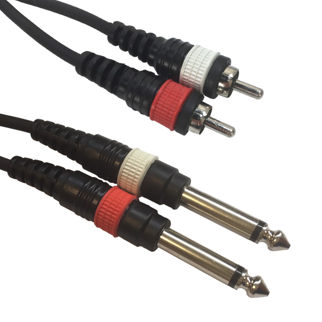 AC-2R-2J6M/3 2x RCA m to 2x 6,3 jack mon