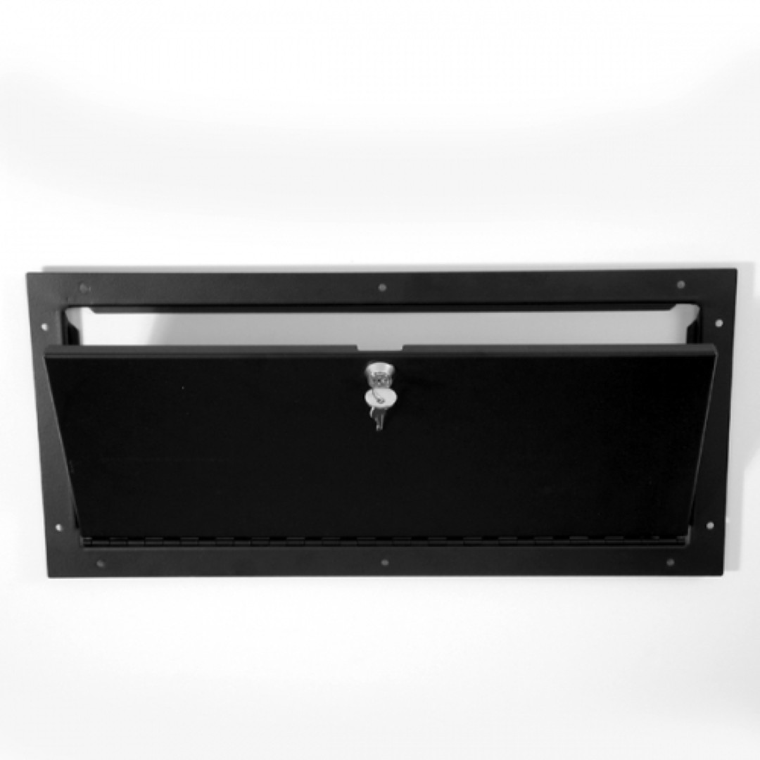 Rackdeur 5HE 19inch deur afsluitbaar zwart met slot en sleutels - R1305