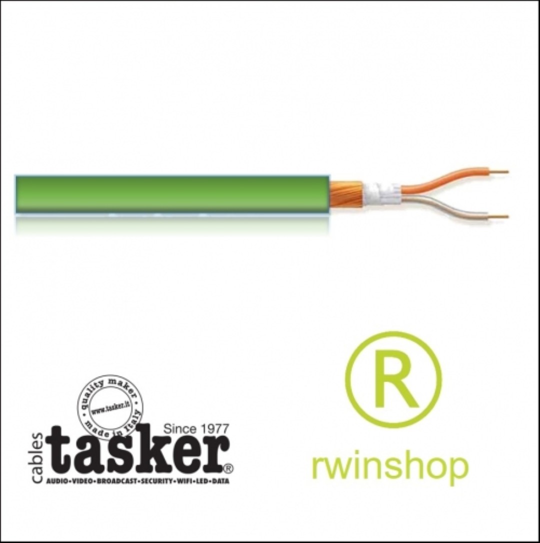 Microfoonkabel groene symmetrische kabel 2x0,25 geslagen koper afscherming C260 per meter