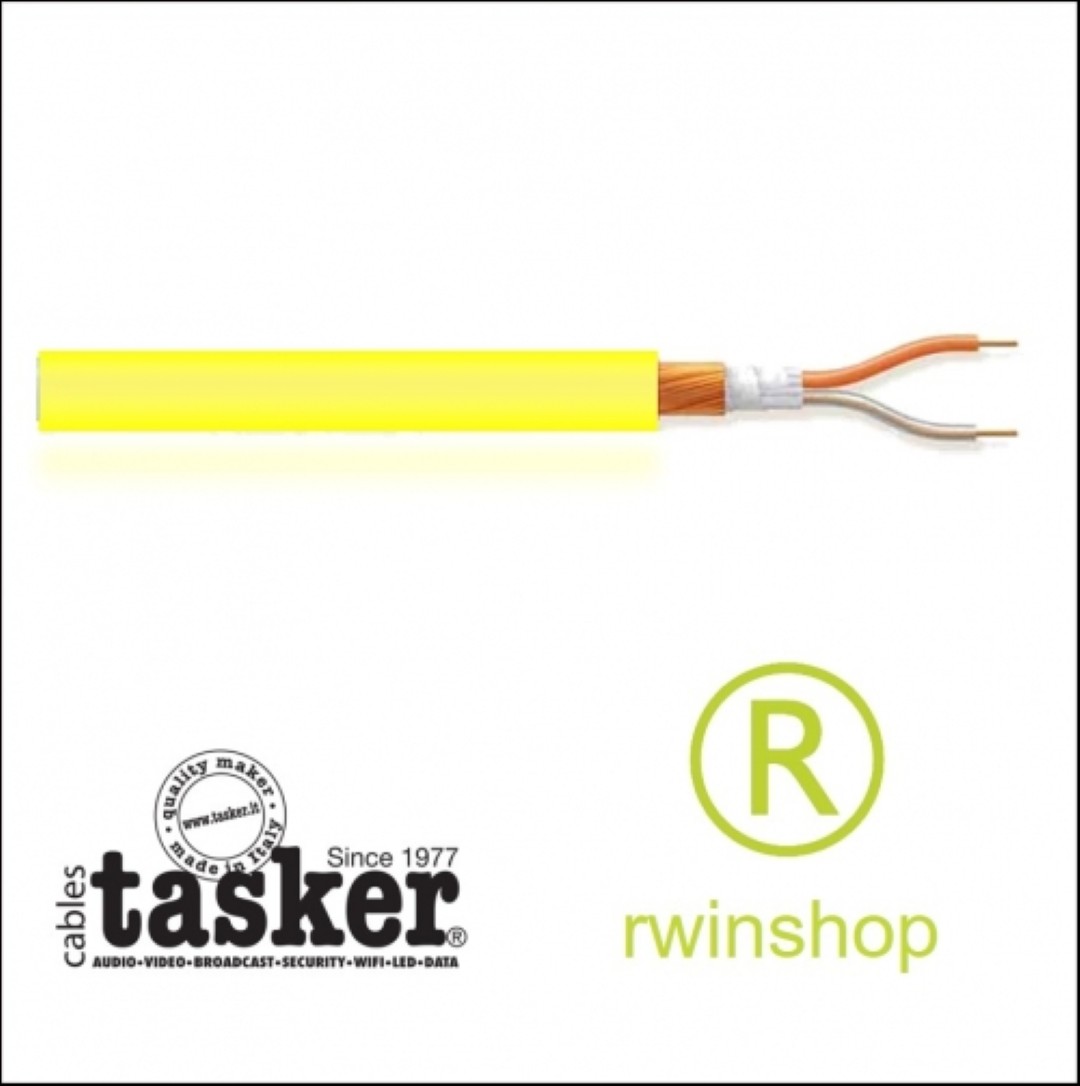 Microfoonkabel gele symmetrische kabel 2x0,25 geslagen koper afscherming C260 per meter