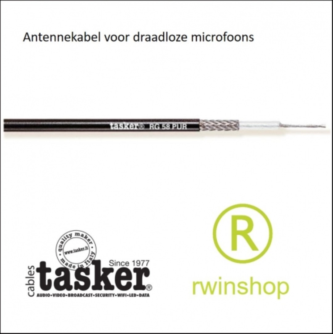 Coax kabel draadloze zendermicrofoons 50ohm RG58 MIL C17F-rg 1x0.48 PUR