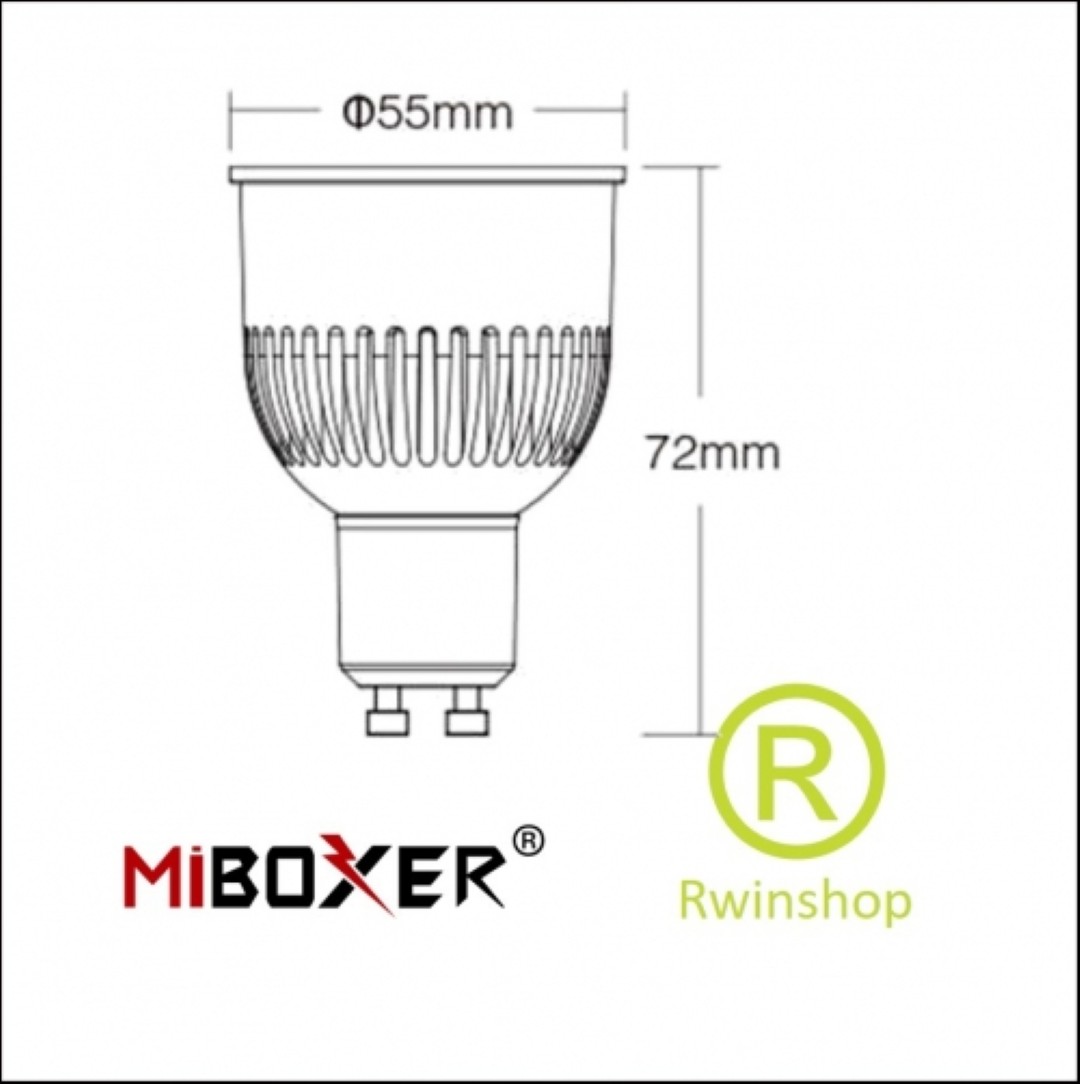 RGB-CCT led lamp GU10 6 watt 2.4G RF wifi dimbaar en bedienbaar FUT106
