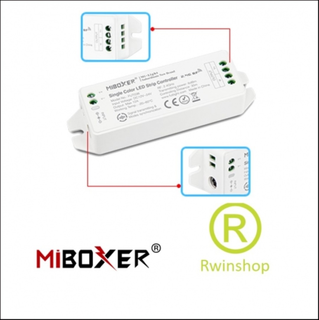 Wifi ontvanger voor enkel kanaal ledstrip 12-24volt 12 ampere - Single Color FUT036