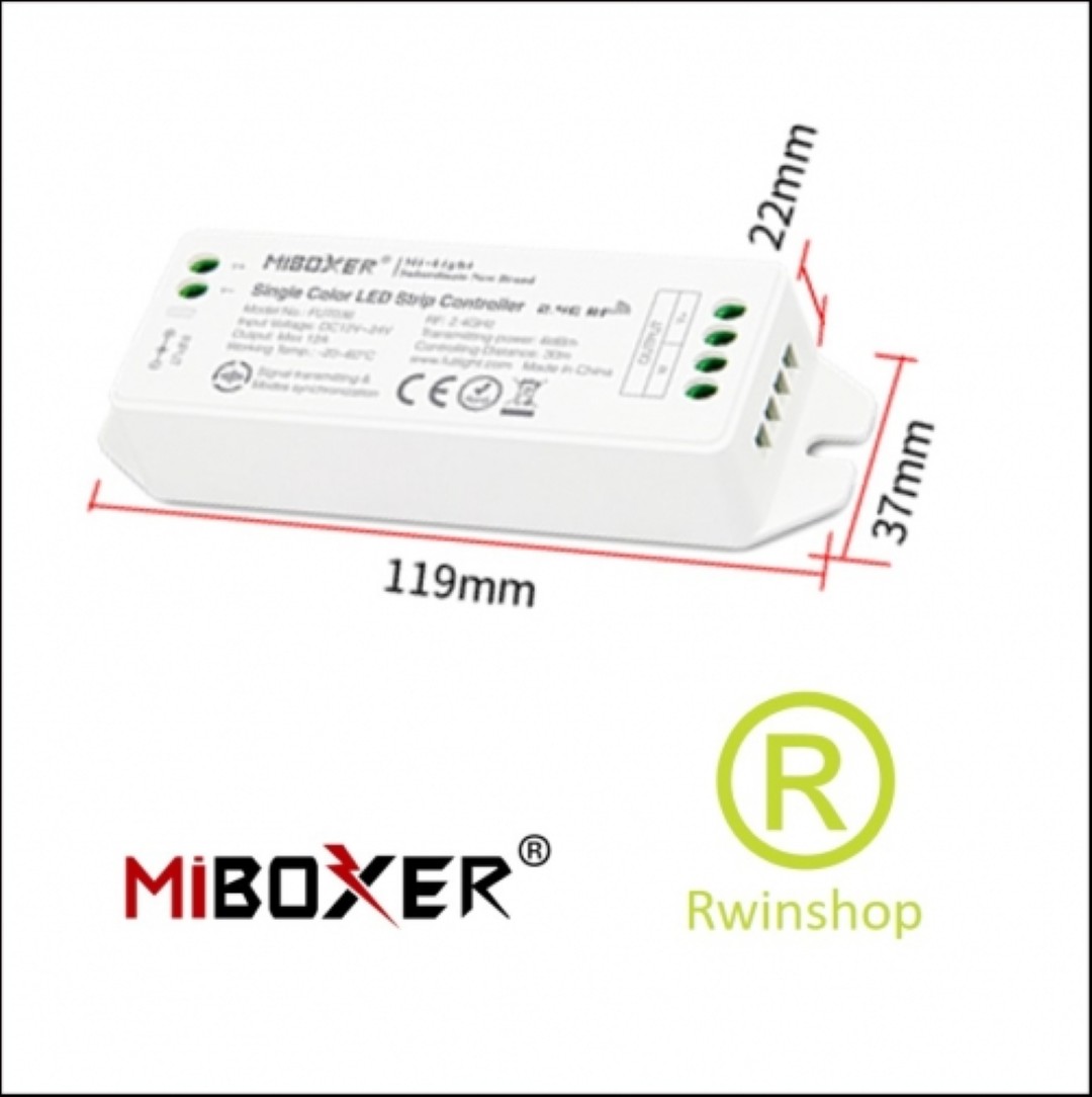 Wifi ontvanger voor enkel kanaal ledstrip 12-24volt 12 ampere - Single Color FUT036