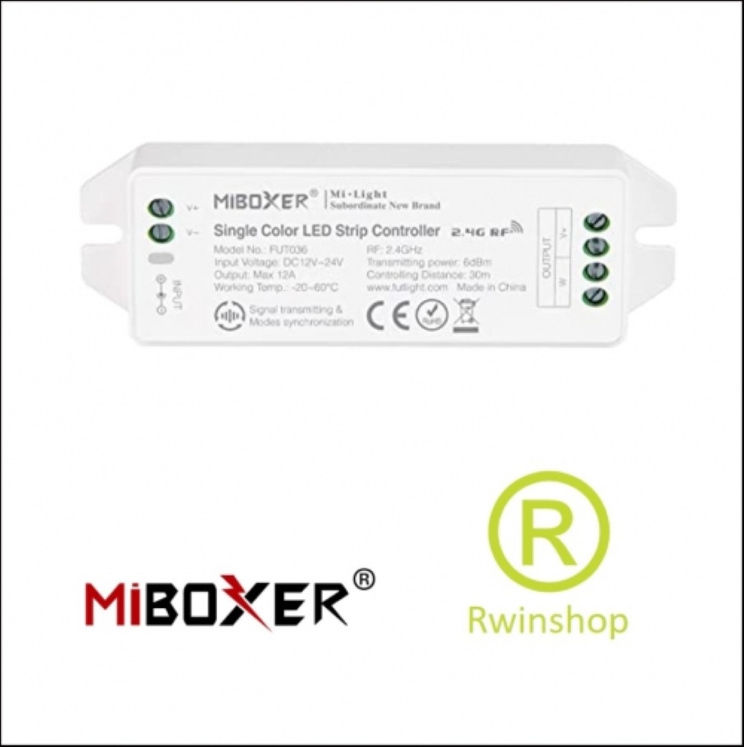 Wifi ontvanger voor enkel kanaal ledstrip 12-24volt 12 ampere - Single Color FUT036