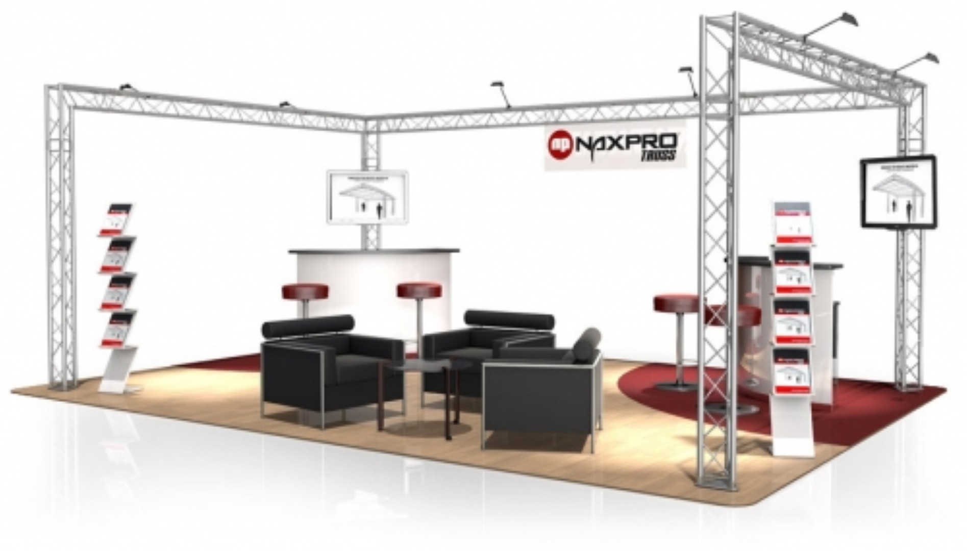 Beursstand U-vorm openstand  6 x 4 x 2,5 m (LxBxH) 24 m2