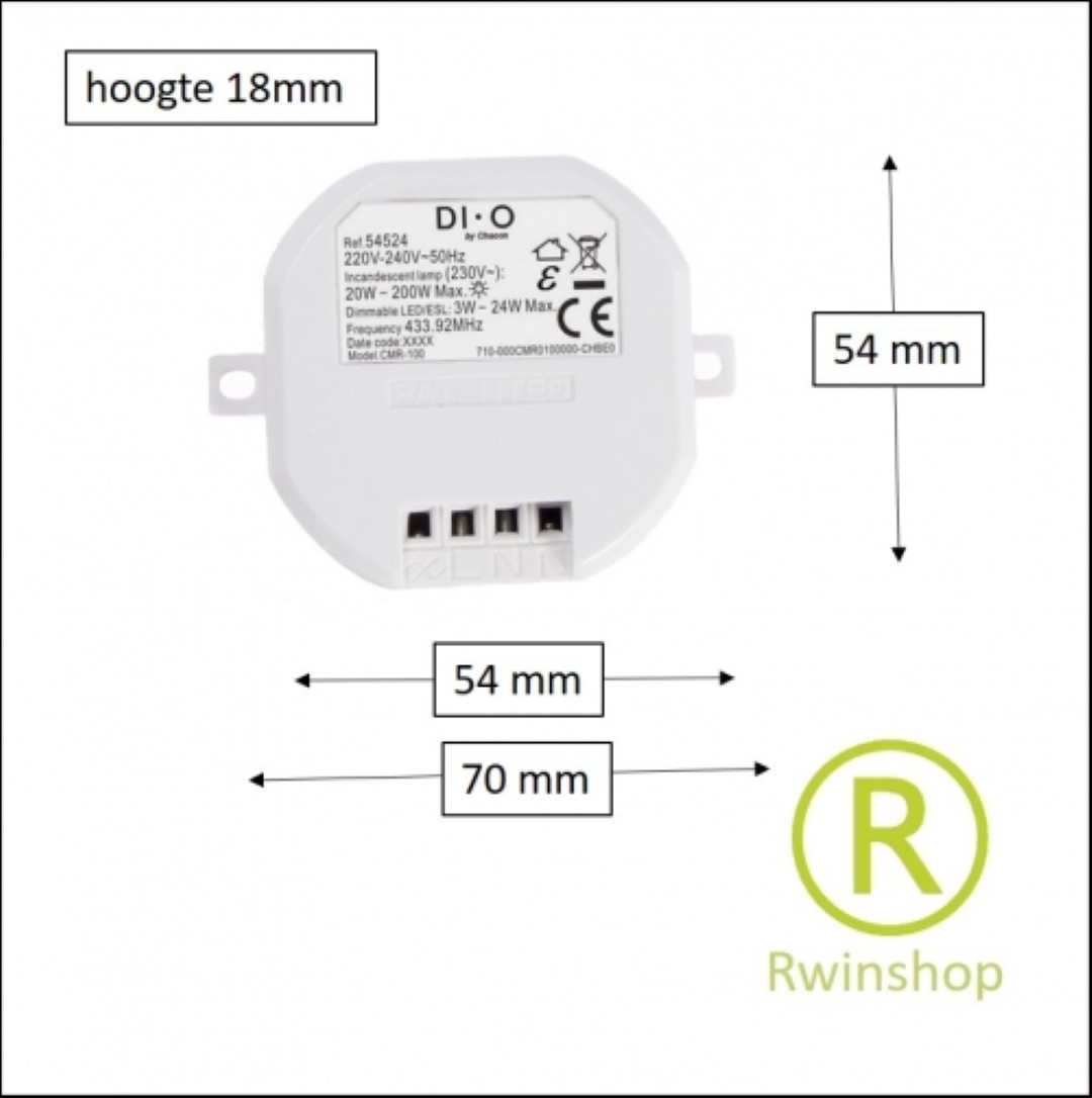 Inbouw LED dimmer - schakelaar 24watt mini past in wanddoos via Wifi