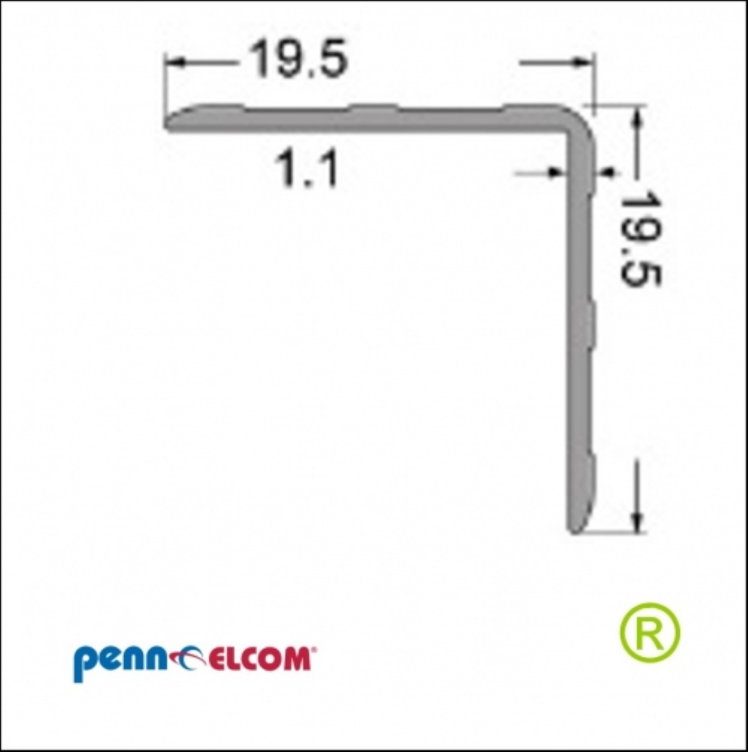 Hoeklijn 20x20mm EG-0121 Aluminium 1,2 mm dikte per 2 meter alleen voor afhalen.