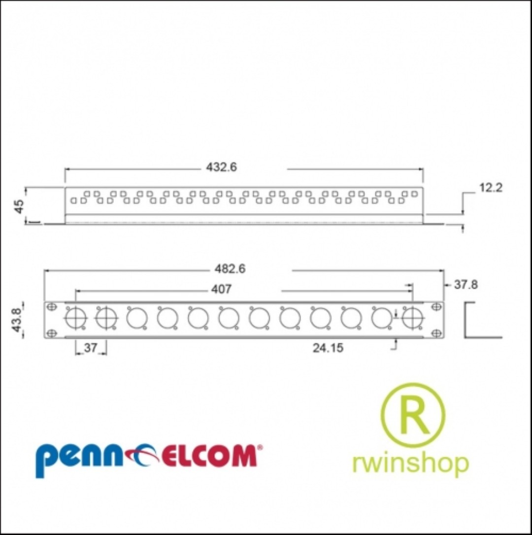 19inch paneel 8 Dcon gaten met trekontlasting R1269/1Uk/08CTF