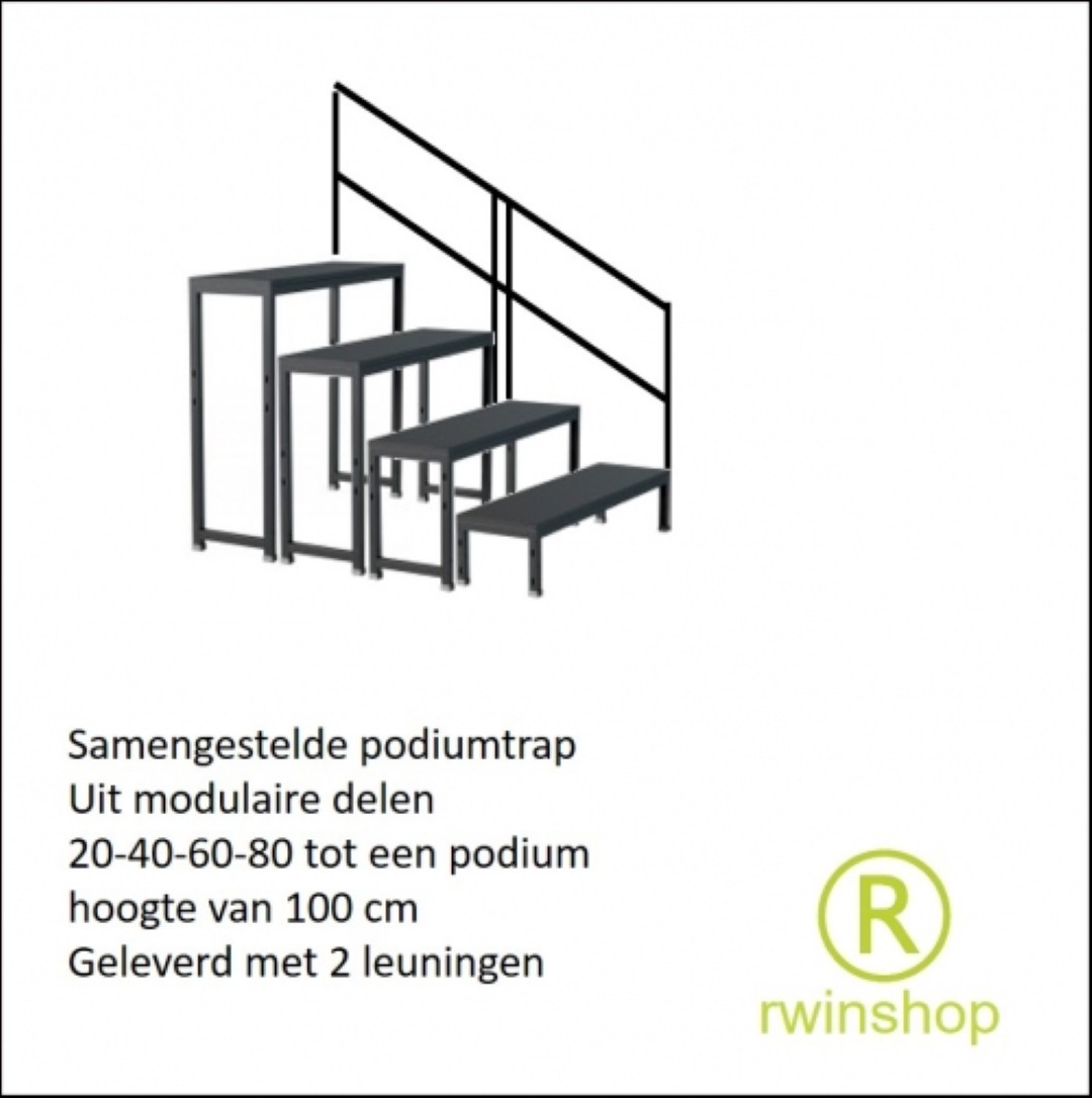podiumtrap voor 40-60-80 tot 100 cm hoog podium