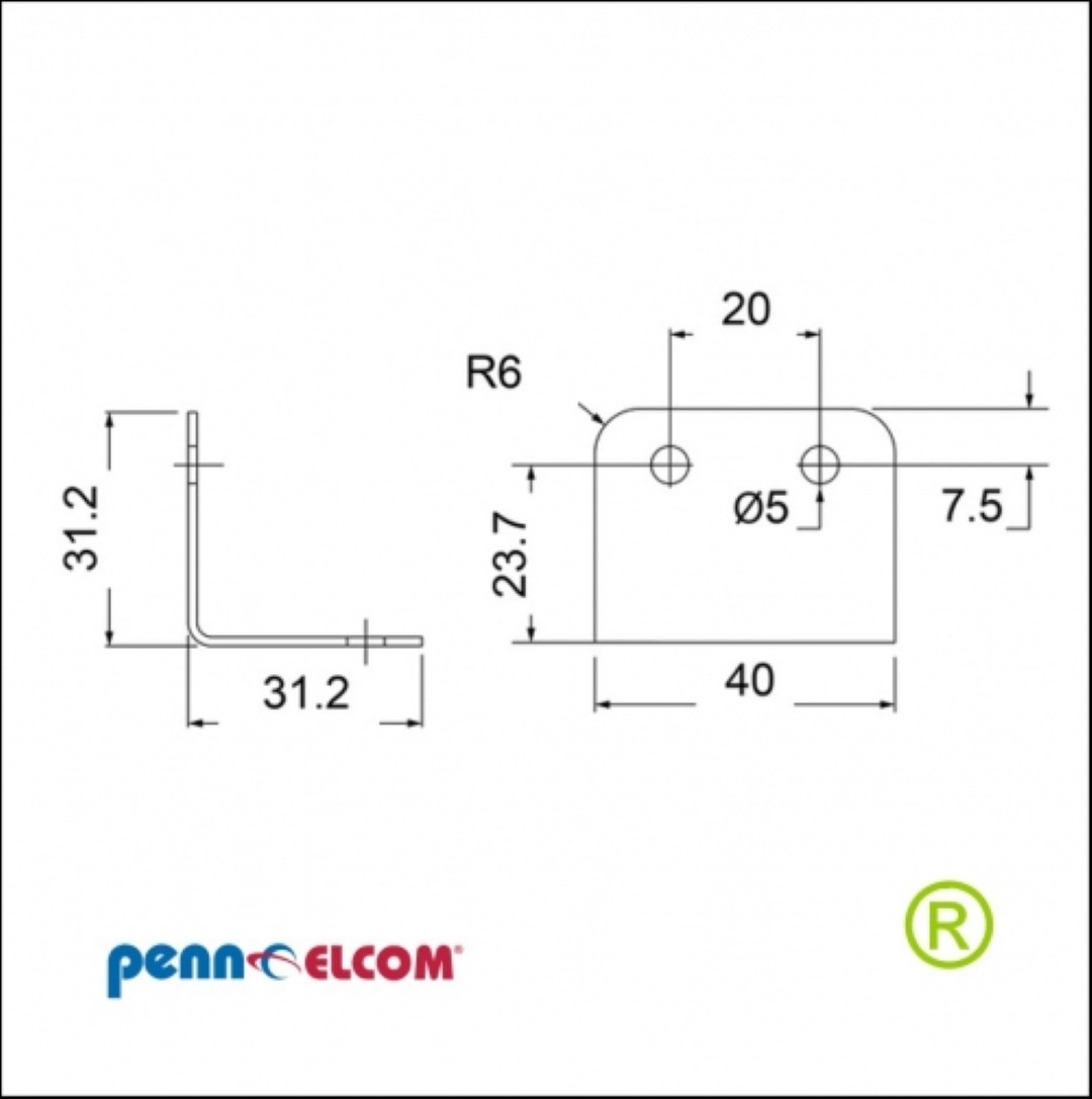 Zwart overzethoek 31,2 x 40 mm R2 B1121k