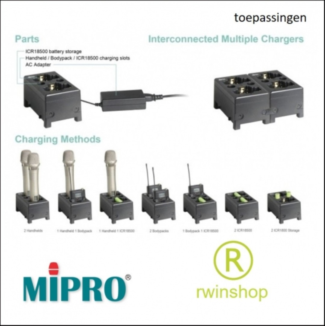 MP80 acculader voor Mipro microfoons en pokets