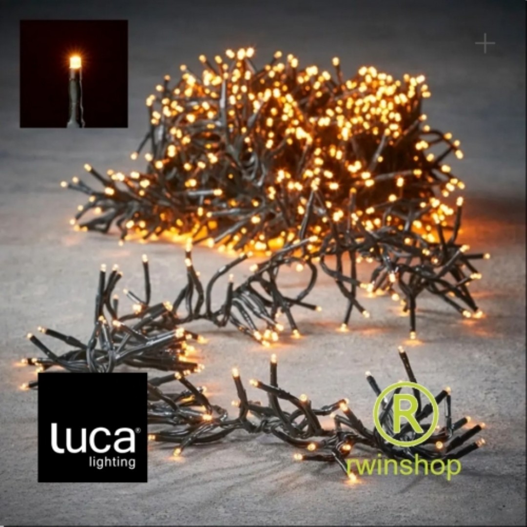Cluster verlichting 1152 LEDs warmwit 8 meter met voeding en controller en aansluitsnoer 3 meter