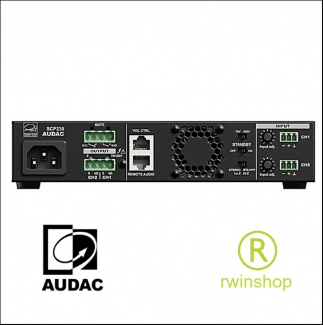 SCP230 eindversterker 2x300watt 4ohm of 600watt bij 100volt half 19inch