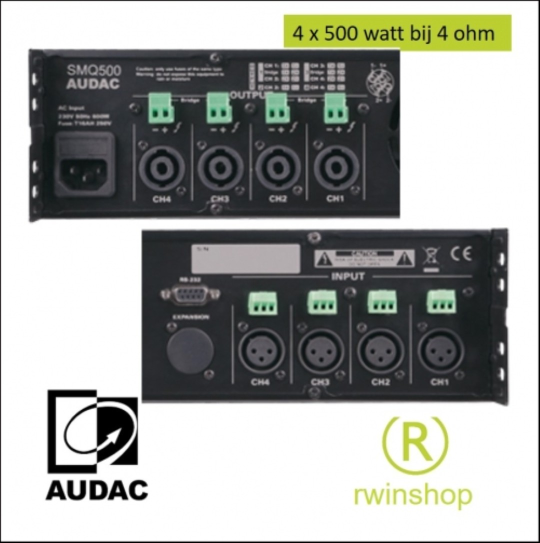 Eindversterker 4 x 500 watt en dsp SMQ500