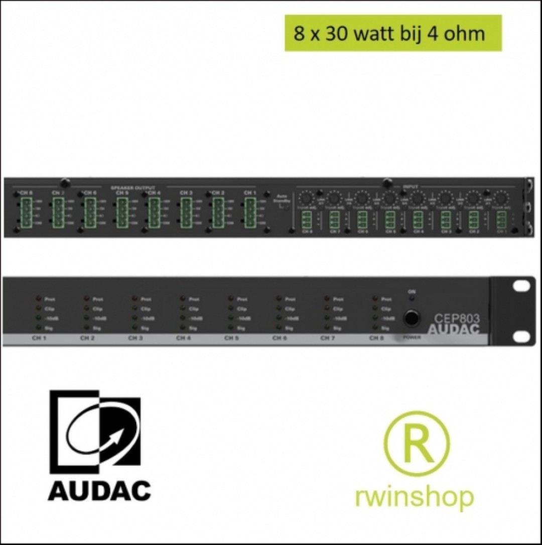 8 kanaals Eindversterker elk kanaal 4ohm 30watt - CEP803