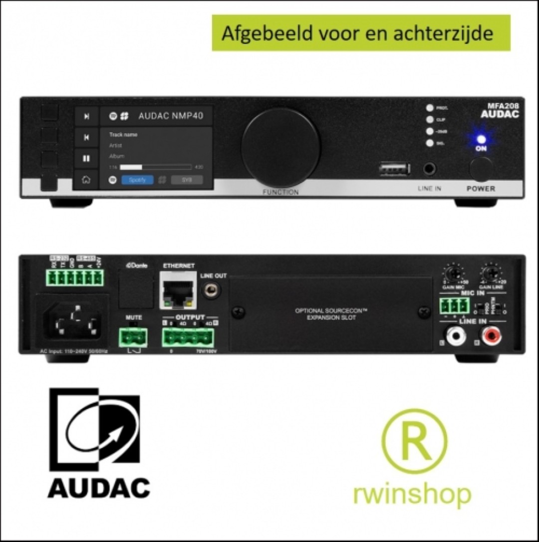 MFA208 Multi-functionele SourceCon versterker 2x 40 w. of 80watt 100 volt