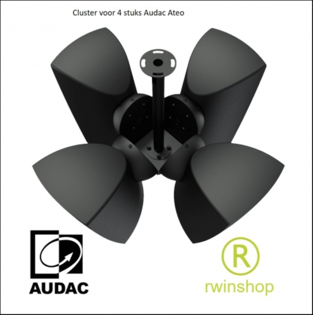 Plafondpendel voor 4 Ateo6 Geluidsboxen Cluster Mounth Center Zwart CMA164M/B