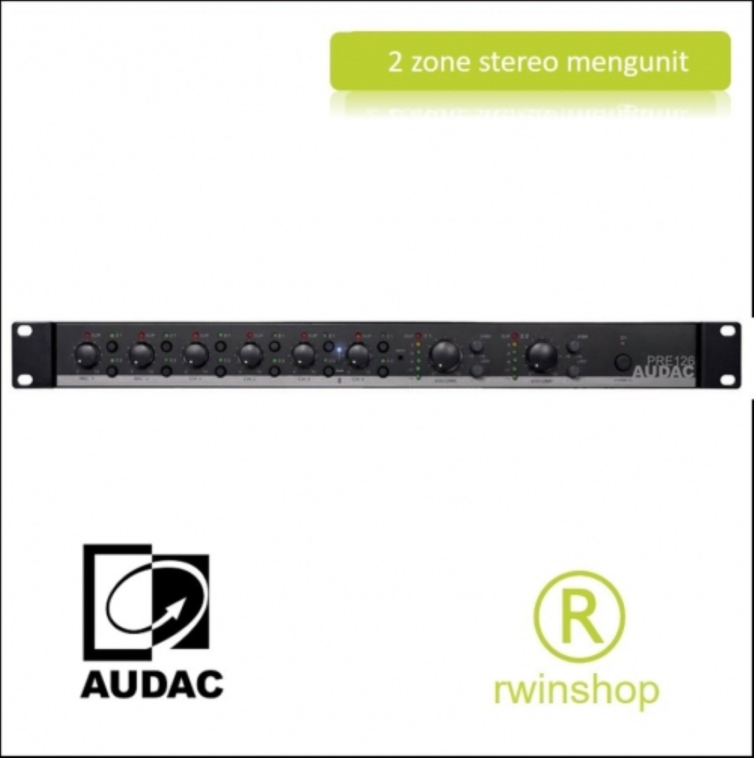 Mengunit 2zones 6 ingangen 2 uitgangen Bluetooth - minijack XLR ingangen Pre126