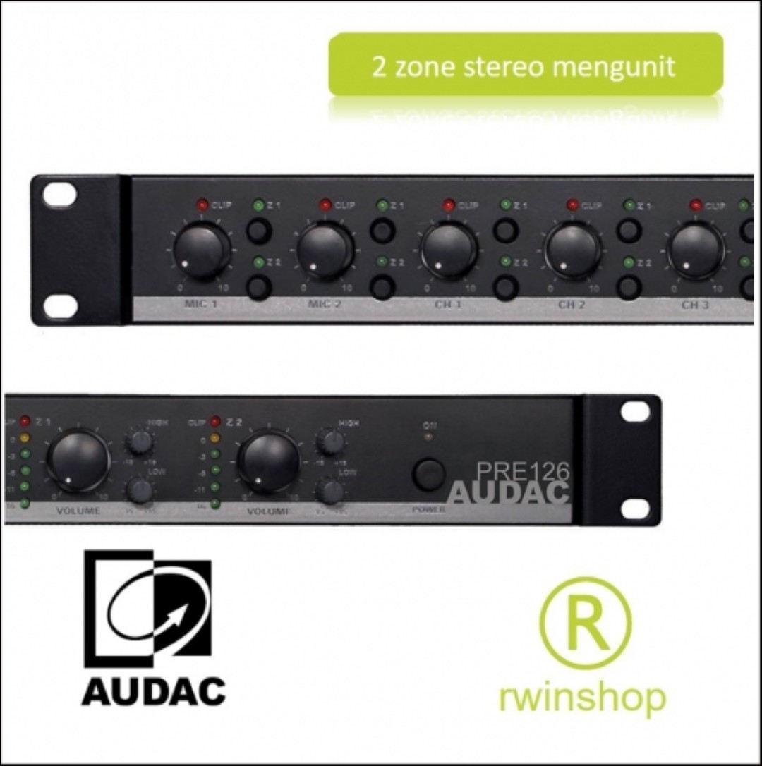 Mengunit 2zones 6 ingangen 2 uitgangen Bluetooth - minijack XLR ingangen Pre126
