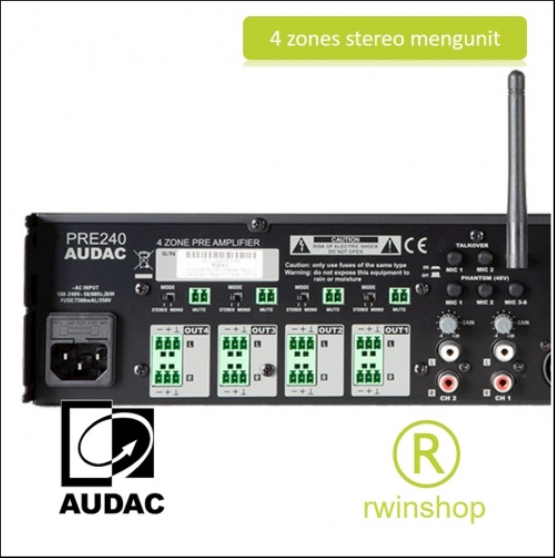 Mengunit 4zones 10 ingangen 4 uitgangen stereo - Bluetooth Pre240