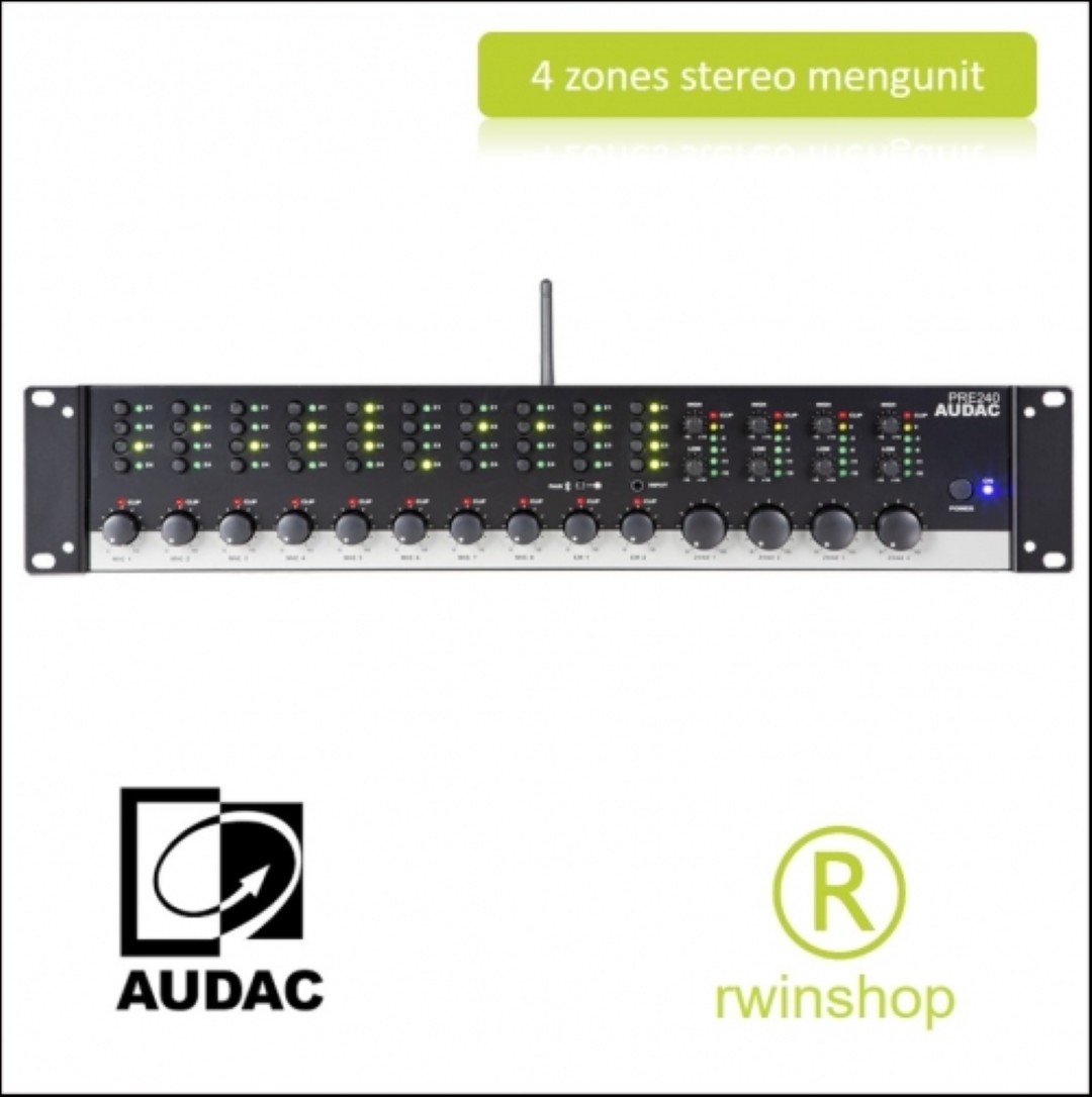 Mengunit 4zones 10 ingangen 4 uitgangen stereo - Bluetooth Pre240