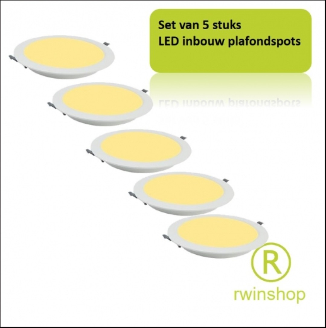 LED downlight 3 Watt 3000 Kelvin set van 5 stuks met kabel set en stekker 230 volt
