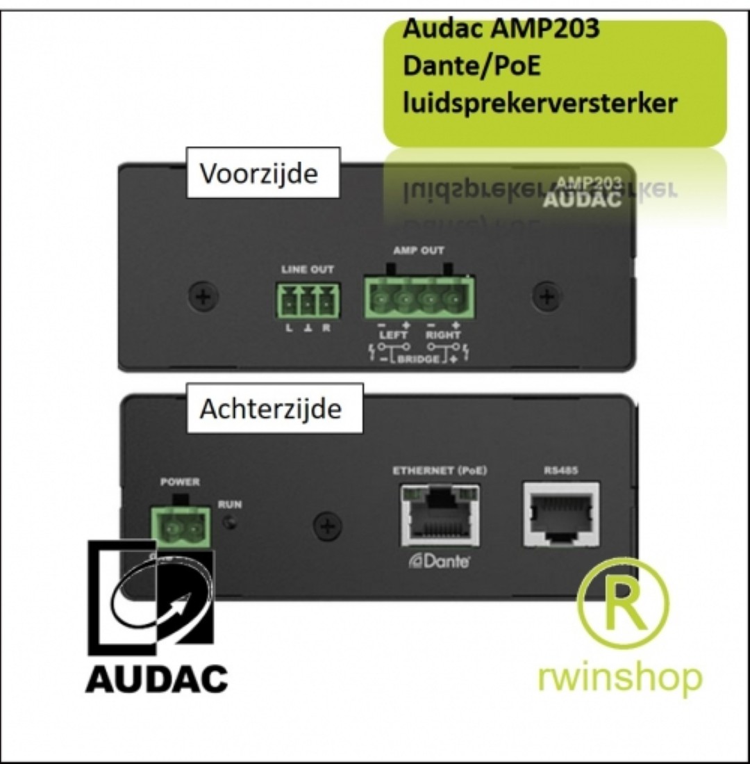 Dante/Web-based Eindversterker AMP203 2 x 30 watt 4 - 8 ohm