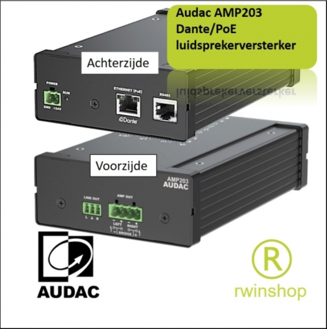 Dante/Web-based Eindversterker AMP203 2 x 30 watt 4 - 8 ohm