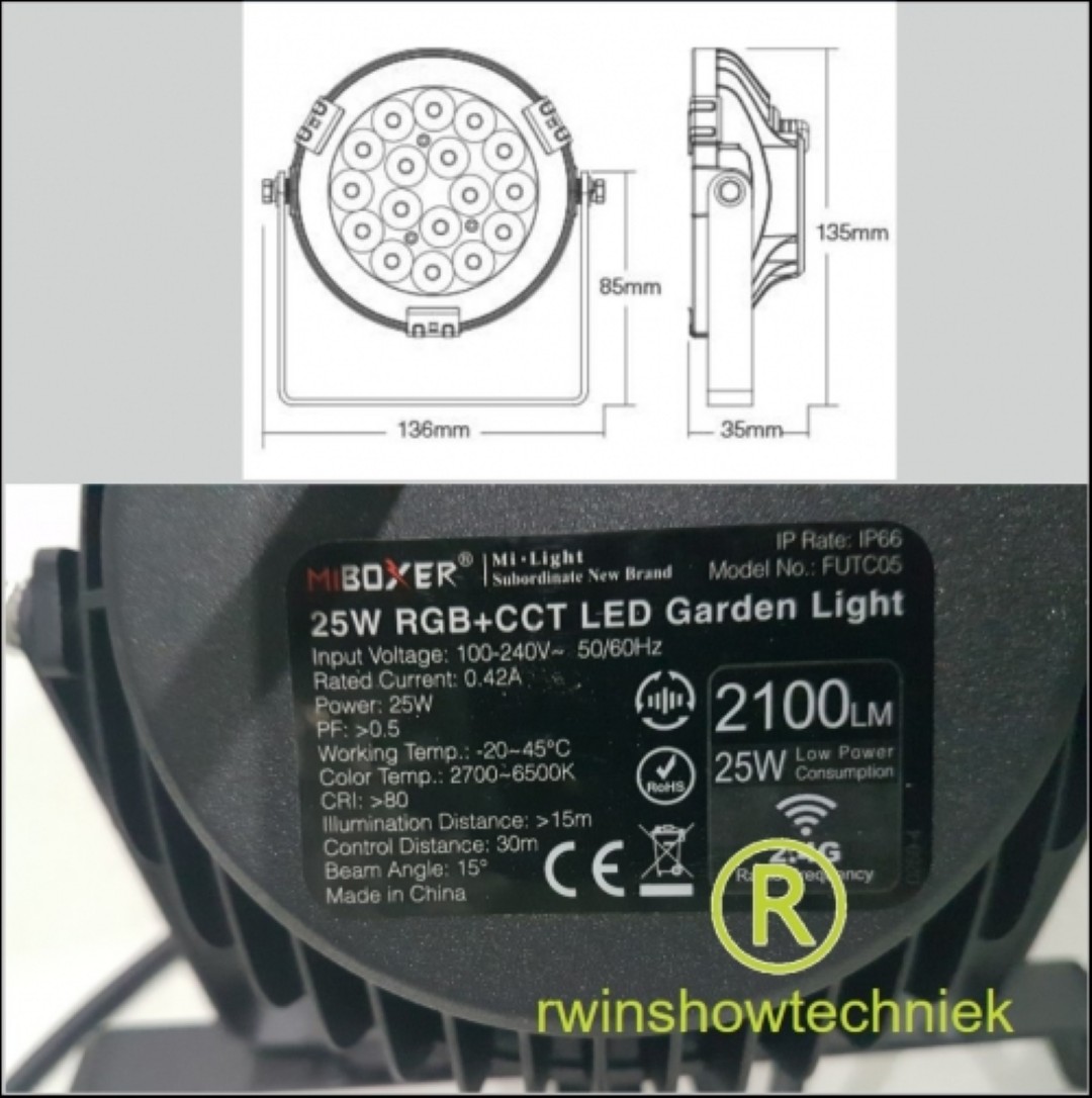 Lichtset 4 spots IP65 RGB Wit - Huren