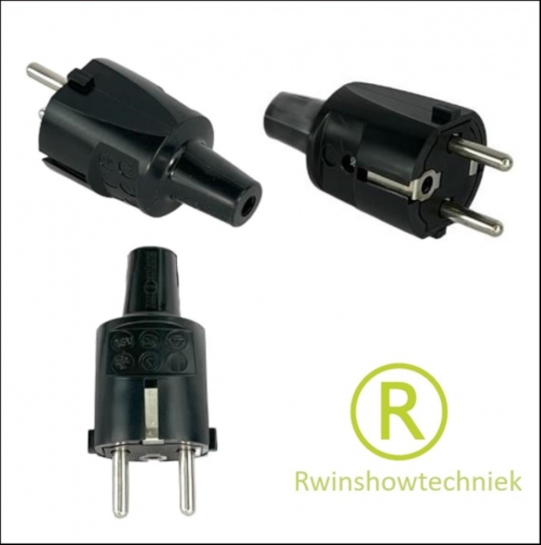 Randaarde stekker PVC met tule zwart