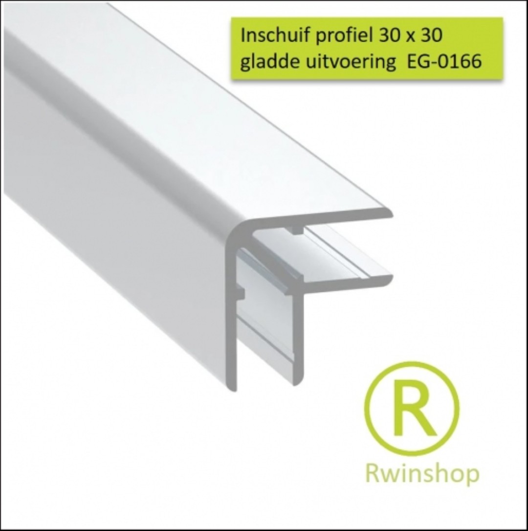Insteekhoeklijn glad 30x30mm 2mm voor 10mm plaat EG-0166 aluminium per meter