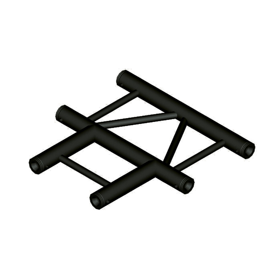 DT 32/2-T36H-T Black Laddertruss – 3-Weg T-Koppelstuk Horizontaal Zwart