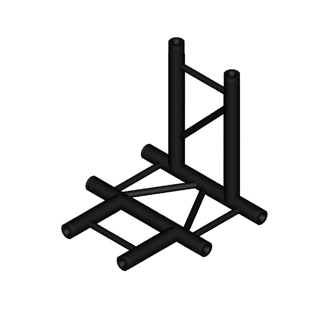 DT 32/2-T42H-TD Black Laddertruss – 4-Weg T-Koppelstuk Down Zwart