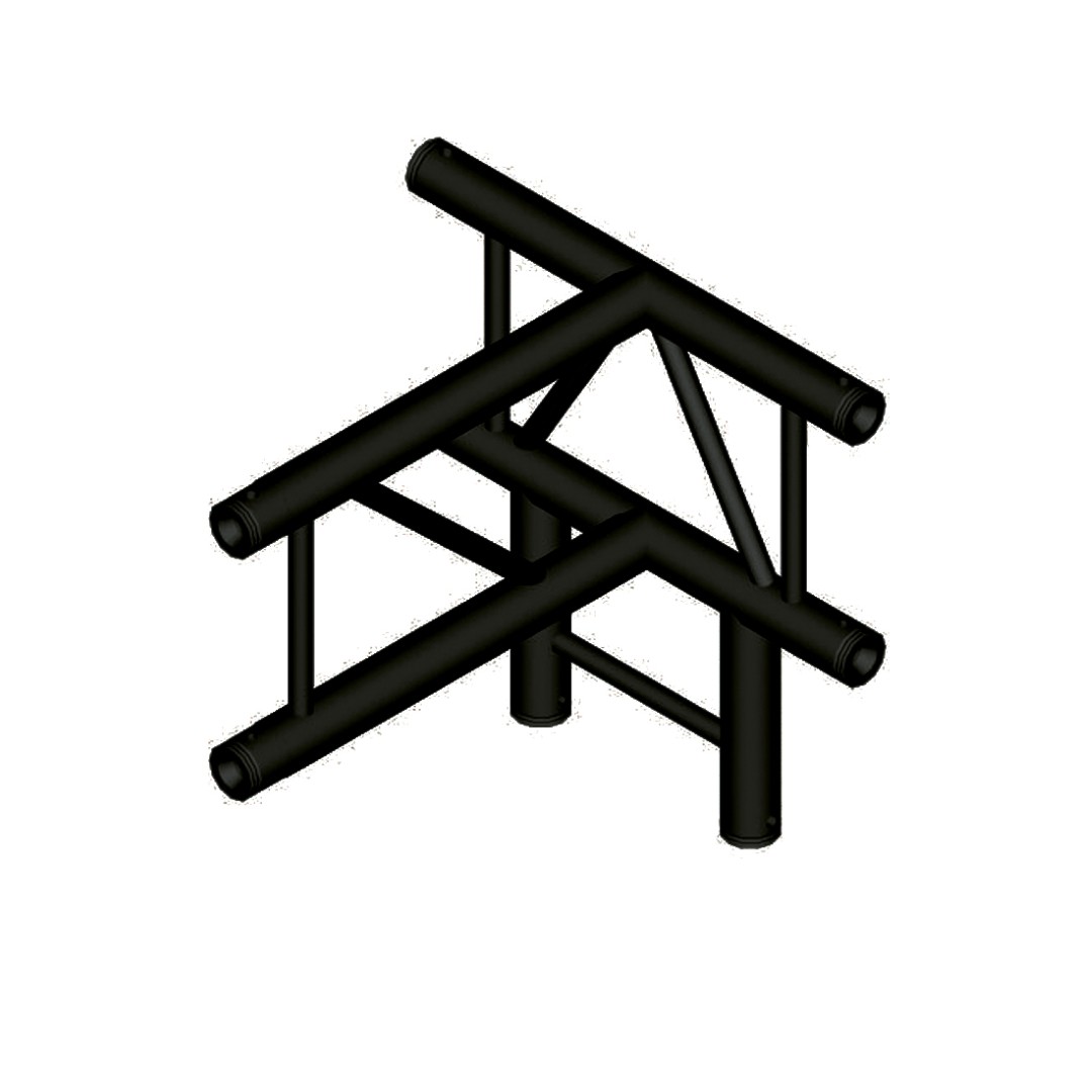 DT 32/2-T42V-TD Black Laddertruss – 4-Weg T-Koppelstuk Down Zwart