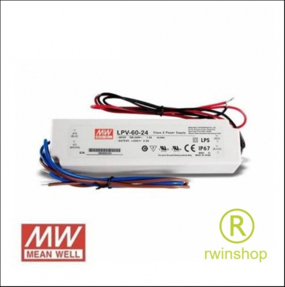 LED driver voeding 60 watt 24 volt uit IP67 LPV-60-24