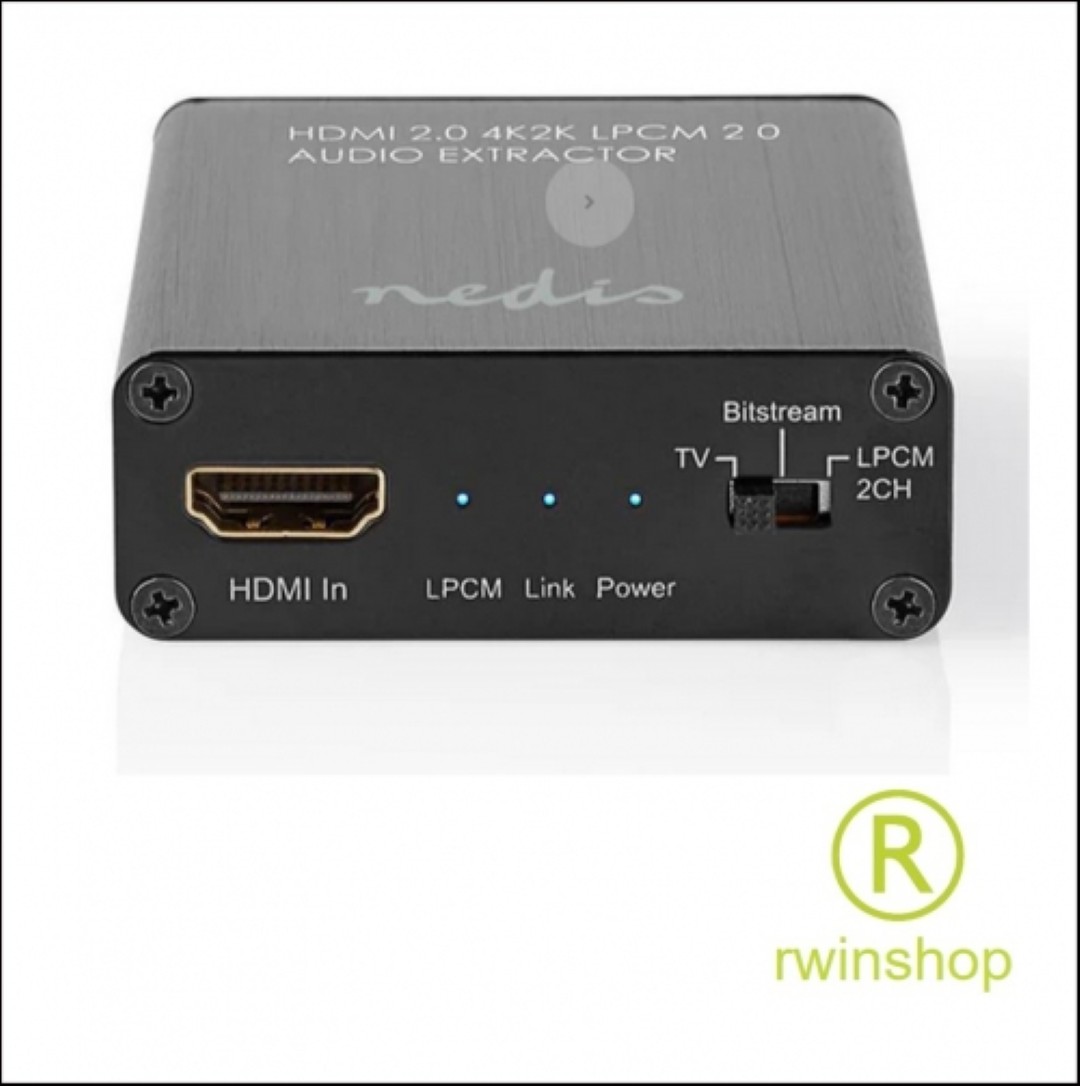 HDMI Audio splitter, HDMI in en HDMI uit en gescheiden Audio uit.
