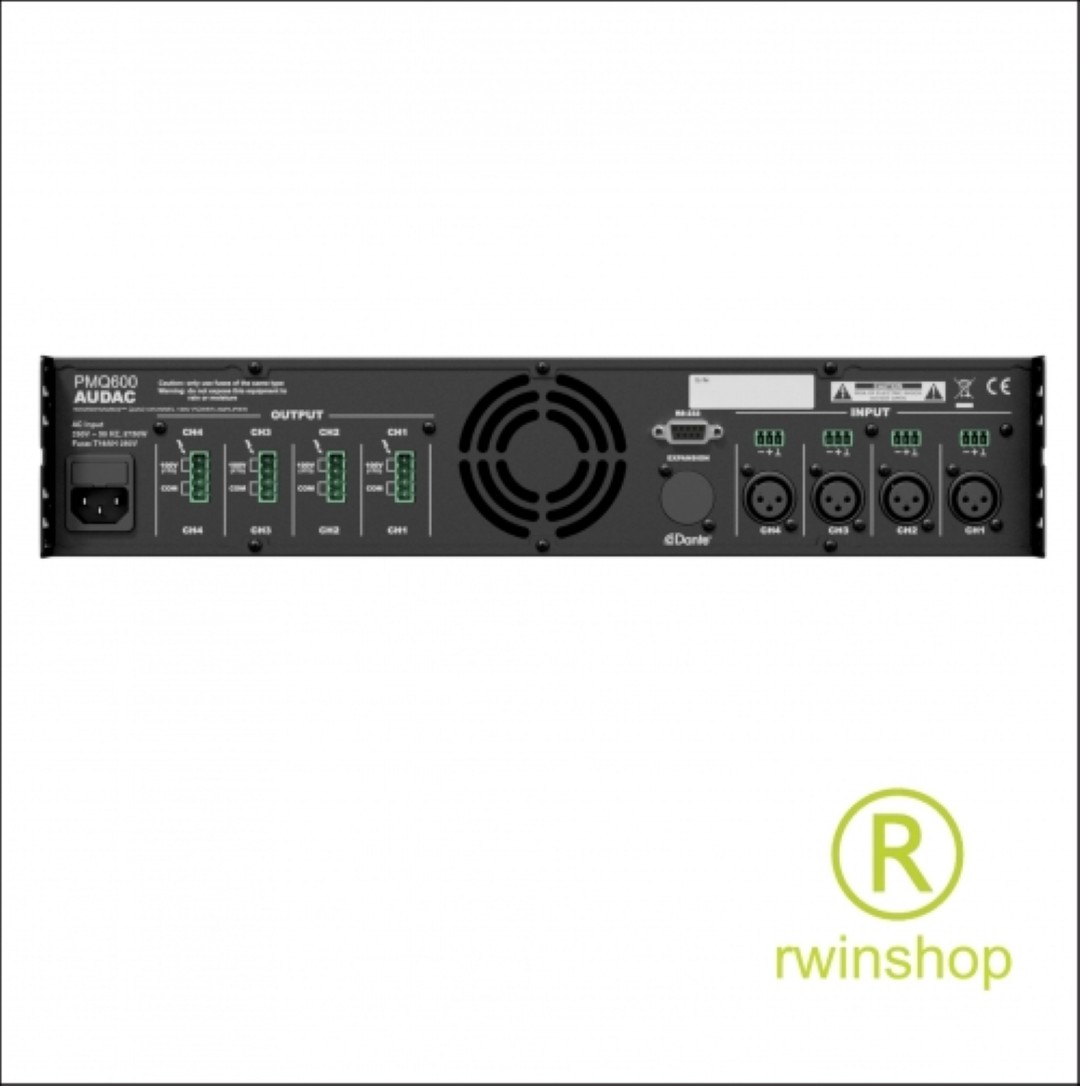 Eindversterker 4 kanalen x 600 watt - 100volt of 8ohm PMQ600